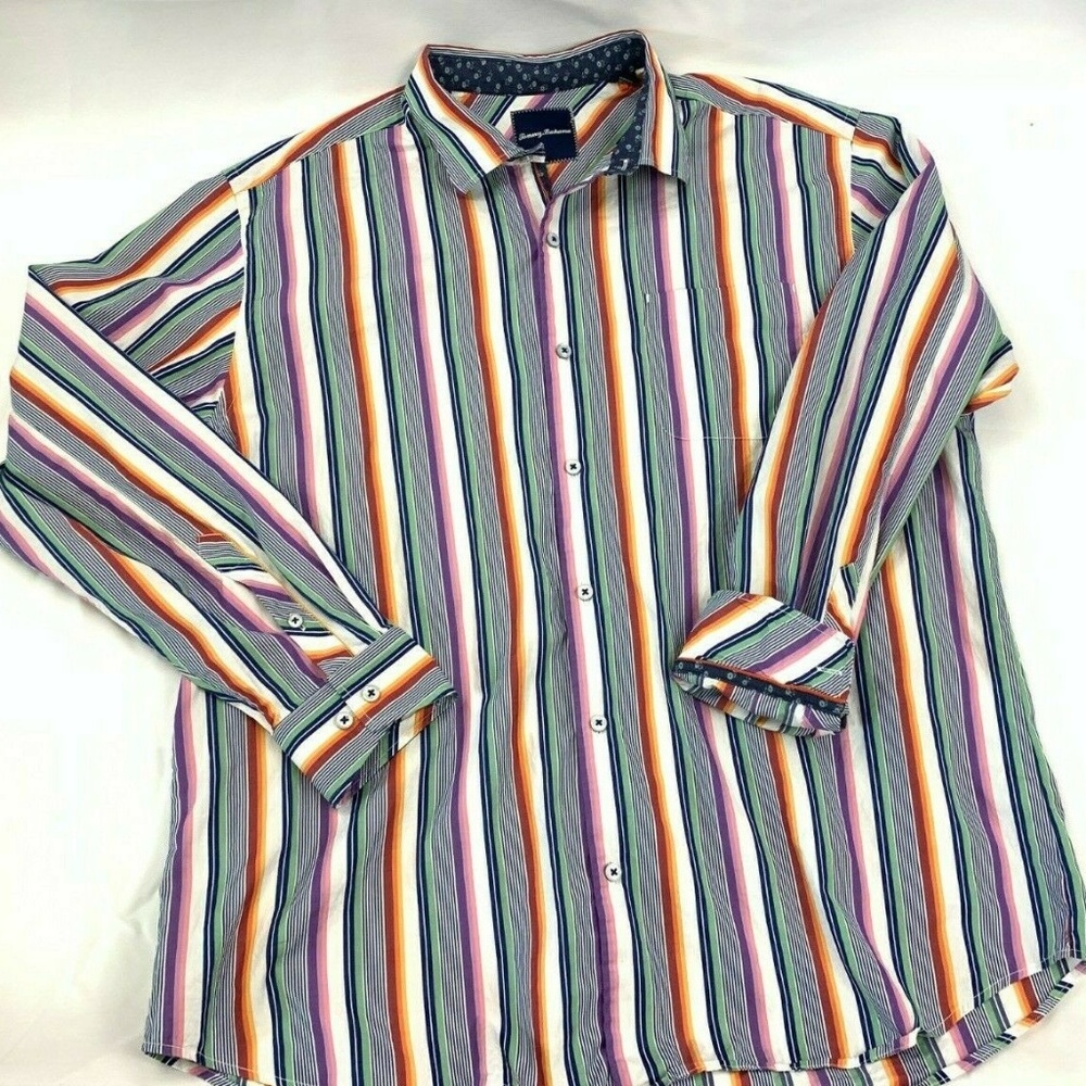 Tommy Bahama Button Front Shirt Mens Striped